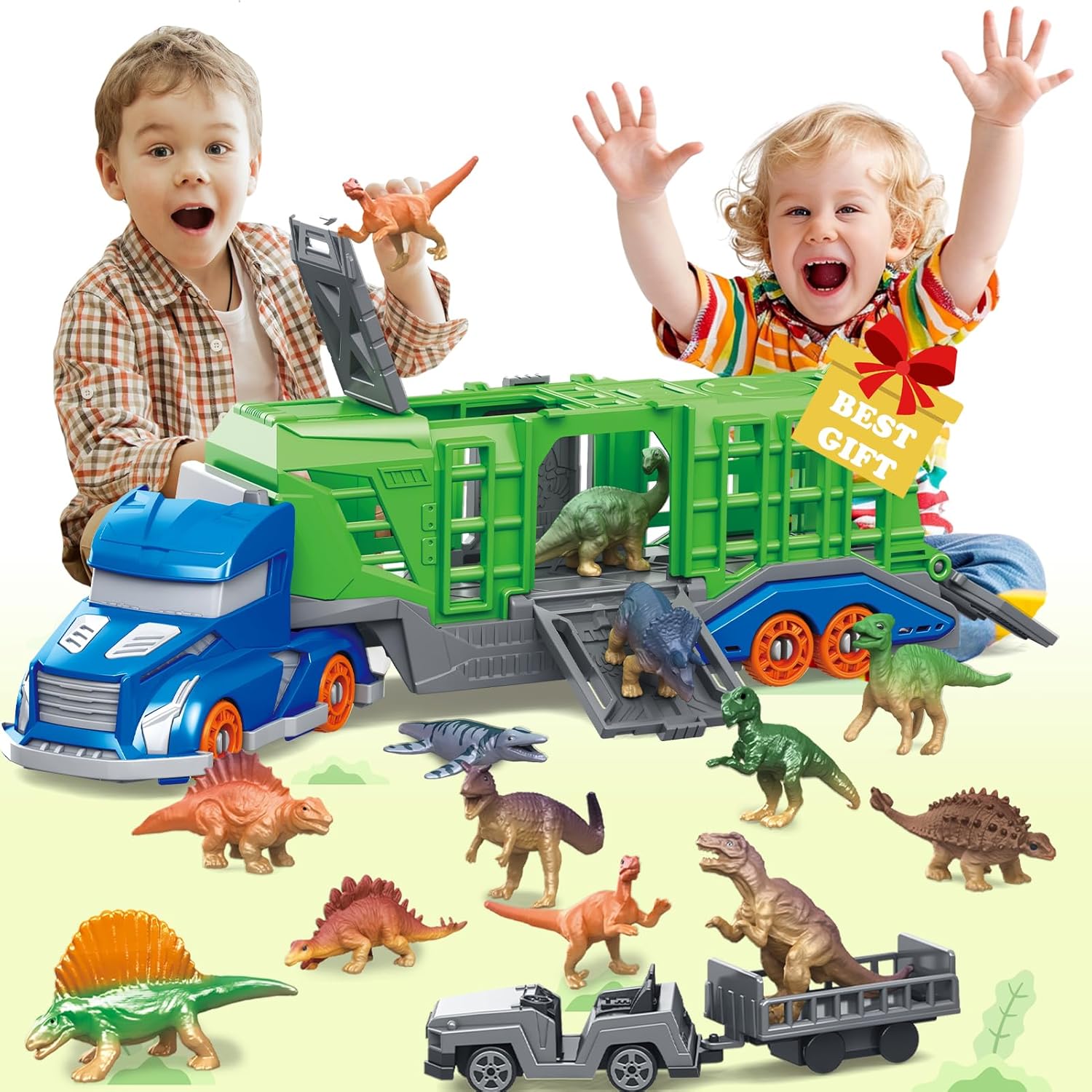 Kids Toys Xmas - Dinosaur Animal Transport Vehicle Toy Set