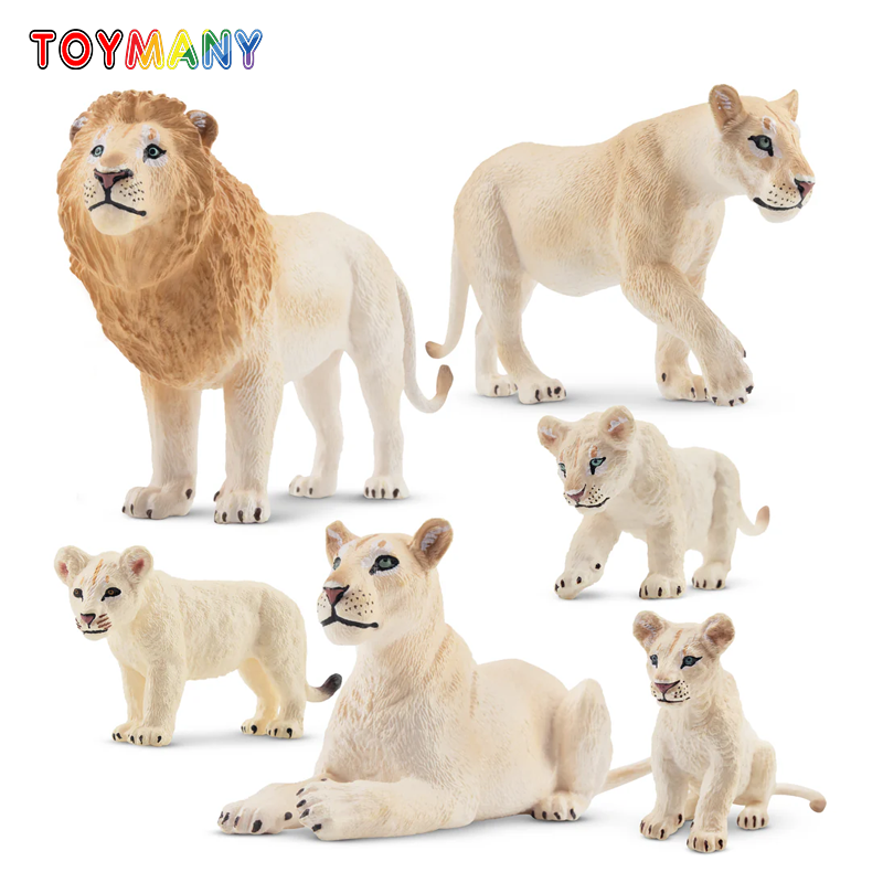 6Pcs Simulation White Lion Fam - огляд і ціна Kids Toys Under $5